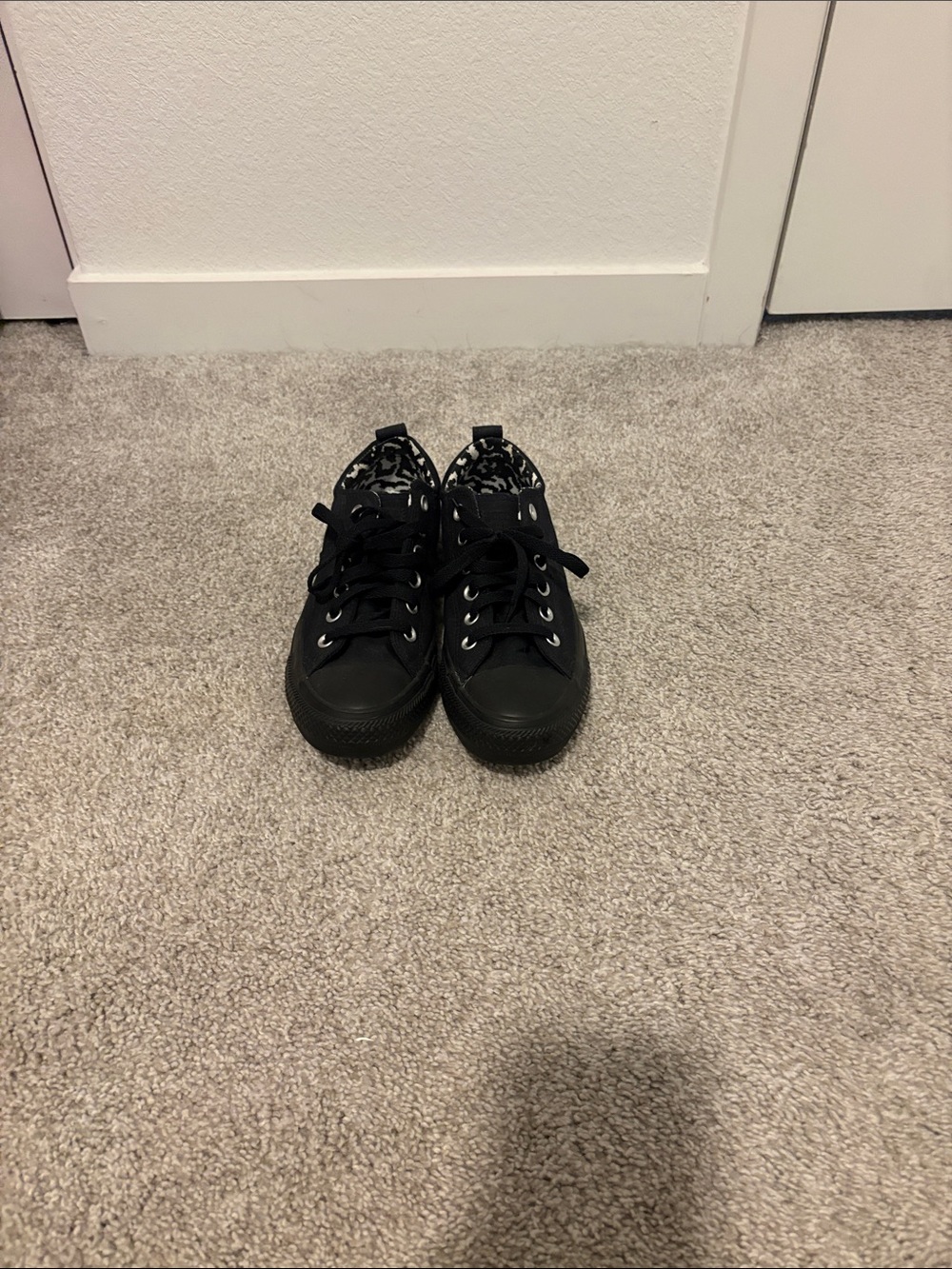 Converse Black Low-Top Canvas Sneakers with Printed Lining